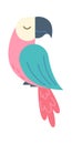 Cute tired bird flat icon Sleeping parrot Royalty Free Stock Photo