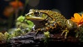 A cute toad sitting on a green leaf generated by AI Royalty Free Stock Photo