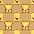 Cute Toast Bread For Breakfast smiley kawaii cartoon character