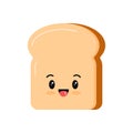 Cute toast bread slice kawaii cartoon icon isolated on white background Royalty Free Stock Photo