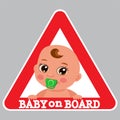 Cute Toddler. Baby Boy On Board Bumper Sticker Vector Illustration. Royalty Free Stock Photo