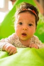 Cute toddler baby resting on the bed