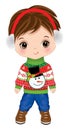 Vector Cute Little Boy in Christmas Sweater Royalty Free Stock Photo