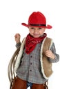 Cute toddler cowboy smiling holding a rope wearing Royalty Free Stock Photo