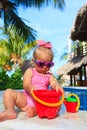 Cute toddler girl playing in swimming pool at the Royalty Free Stock Photo