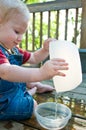 Cute toddler water play