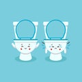 Cute Toilet Bowl Characters Smiling and Sad Royalty Free Stock Photo