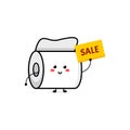 Cute toilet paper character illustration smile happy mascot logo kids play toys template