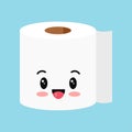 Cute toilet paper roll with face isolated on background