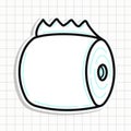 Cute toilet paper sticker. Vector hand drawn cartoon kawaii character illustration icon. Isolated on blue background Royalty Free Stock Photo