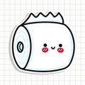 Cute toilet paper sticker. Vector hand drawn cartoon kawaii character illustration icon. Isolated on blue background Royalty Free Stock Photo