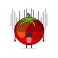 Cute tomato character fright and got shocked isolated on white background. Tomato character emoticon illustration