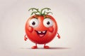 Cute tomato character with happy expression on his face