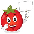 Cute Tomato Character Holding Banner