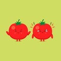 Cute Tomato Characters Smiling and Sad