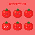 Cute Tomato Characters With Various Expression