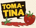 Cute Tomato Splashed and Another Surprised for Tomatina Festival, Vector Illustration