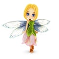 Cute toon fairy with wings smiling on a white background. Royalty Free Stock Photo