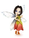 Cute toon fairy with wings smiling on a white background Royalty Free Stock Photo