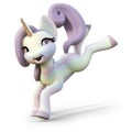 Cute toon fantasy unicorn jumping on an isolated white background.