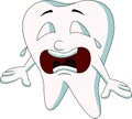 Cute tooth cartoon crying