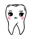 Cute tooth character. Dental oral health care vector illustration