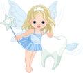 Cute Tooth Fairy flying with Tooth