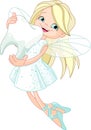 Cute Tooth Fairy flying with Tooth