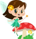 Cute Tooth Fairy Girl Cartoon Character Flying With Magic Wand Royalty Free Stock Photo