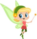 Cute Tooth Fairy Girl Cartoon Character Flying With Magic Wand Royalty Free Stock Photo