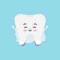 Cute tooth in ghost costume icon isolated on background.