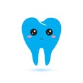 Cute tooth icon in kawaii japan flat style.