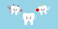 Cute tooth think and devil with angel on its shoulder. Royalty Free Stock Photo
