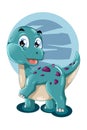 A cute turquoise dinosaur animal vector illustration