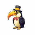 Cute Toucan T-shirt Design With Tiny Top Hat