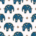 Cute Toy Elephant Clipart Vector Seamless Pattern. Kids Safari Animal with Fun Playful Background. Hand Drawn Gender Neutral Baby Royalty Free Stock Photo