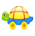Cute toy Turtle on Wheels Isolated Illustration