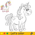 Cute toy unicorn with purple long mane coloring vector Royalty Free Stock Photo