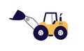 Cute tractor with ladle, dipper. Construction vehicle toy in Scandinavian style. Childish transport with scoop, machine