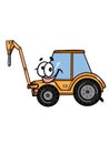 Cute tractor truck construction vehicle speaking vehicle illustration cartoon dr illustration cartoon drawing and white background Royalty Free Stock Photo