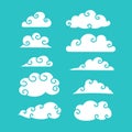 Cute traditional chinese or japanese cartoony curly cloud glyph illustration collection set Royalty Free Stock Photo