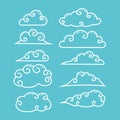 Cute traditional chinese or japanese cartoony curly cloud outline illustration collection set Royalty Free Stock Photo