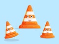 Cute traffic cone cartoon character flat design