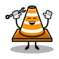 Cute traffic cone mascot design illustration