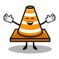 Cute traffic cone mascot design illustration