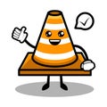 Cute traffic cone mascot design illustration