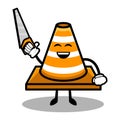 Cute traffic cone mascot design illustration