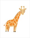 Cute trendy little giraffe vector illustration. African wild animal isolated on white background