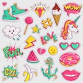 Cute and trendy patches. Vector stickers. Royalty Free Stock Photo