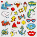 Cute and trendy patches. Vector stickers. Royalty Free Stock Photo